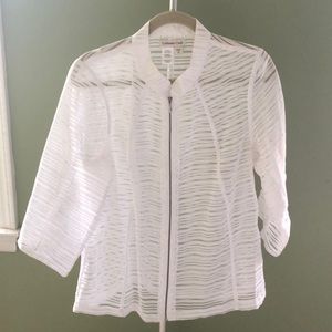 3:4 sleeve, semi sheer lightweight zipper jacket